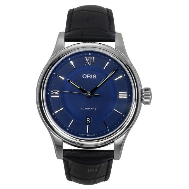 Oris Classic Date Leather Strap Blue Dial Automatic 01 733 7719 4075-07 5 20 35 Men's Watch