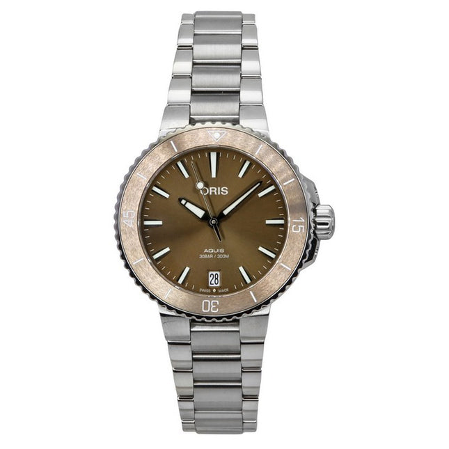 Oris Aquis Date Stainless Steel Brown Dial Automatic 01 733 7731 4156-07 8 18 05P 300M Unisex Watch