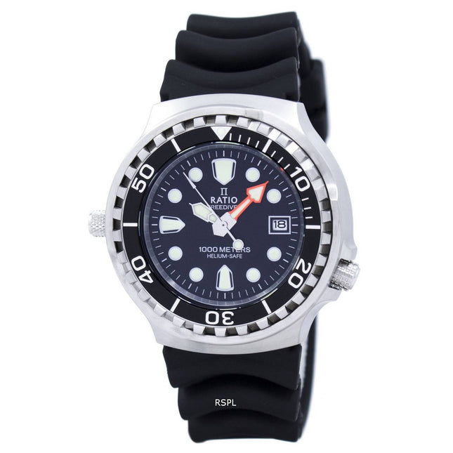 Refurbished Ratio FreeDiver Helium Safe 1000M Sapphire Quartz 1038EF102V Men's Watch