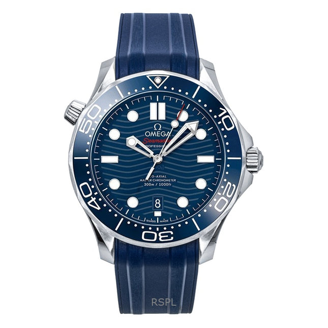 Omega Seamaster Rubber Strap Blue Dial Automatic Diver's 210.32.42.20.03.001 300M Men's Watch