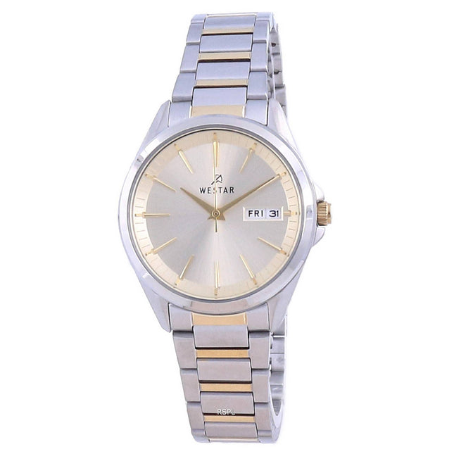 Westar Champagne Dial Two Tone Stainless Steel Quartz 40212 CBN 102 Women's Watch