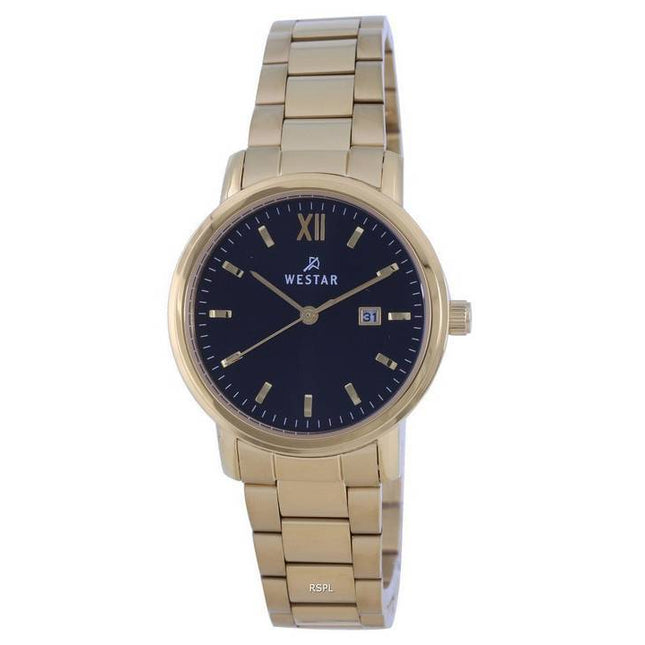 Westar Black Dial Gold Tone Stainless Steel Quartz 40245GPN103 Women's Watch