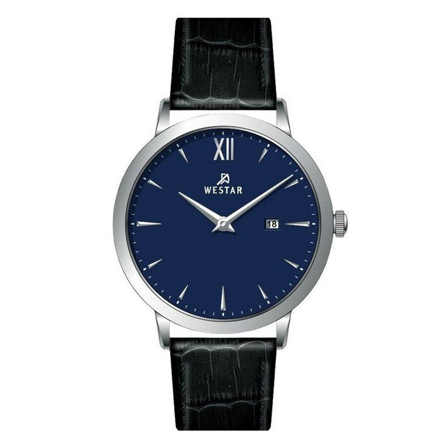 Westar Profile Leather Strap Blue Dial Quartz 50214STN104 Mens Watch