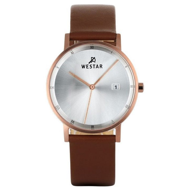 Westar Profile Brown Leather Strap Silver Dial Quartz 50221PPN627 Mens Watch