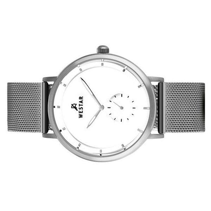 Westar Profile Stainless Steel Mesh White Dial Quartz 50247STN101 Men's Watch