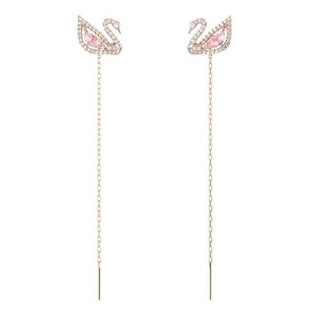 Swarovski Swan Drop Rose Gold-Tone Earrings 5469990 For Women