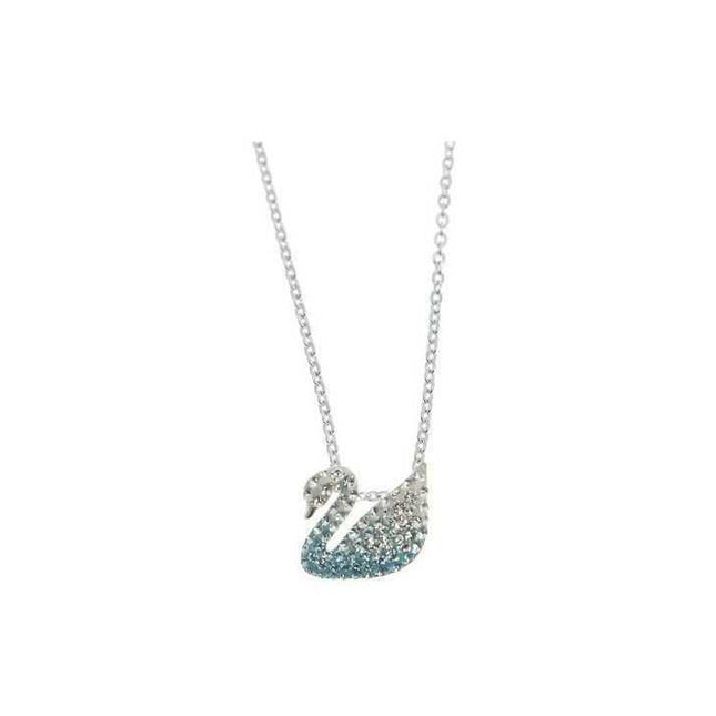 Swarovski Iconic Swan Rhodium Plated Necklace With Gradient Blue Crystal 5512094 For Women