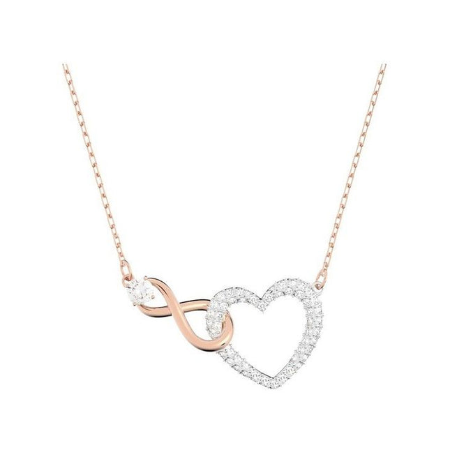 Swarovski Hyperbola Infinity And Heart Mixed Metal Finish Necklace 5518865 For Women
