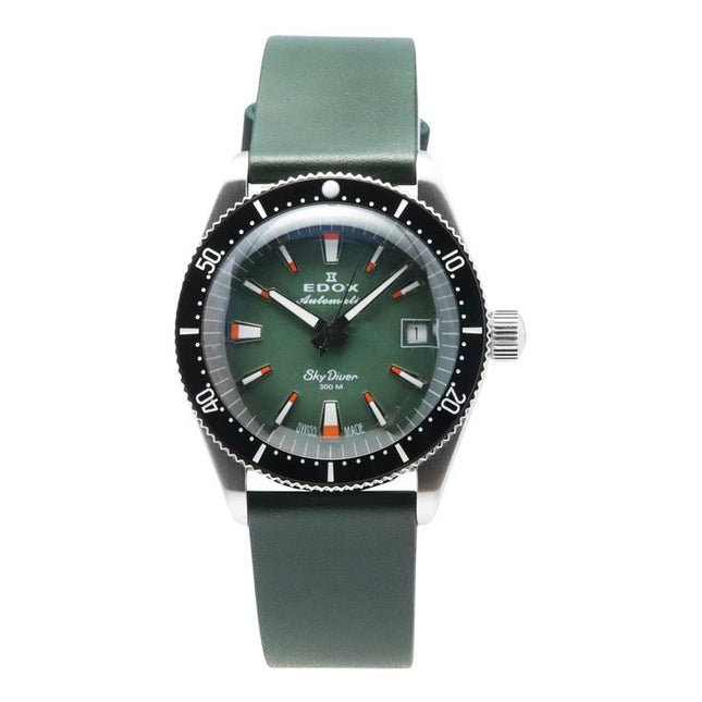 Edox Skydiver Special Edition Green Dial Automatic Diver's 801313NCVI 300M Men's Watch With Extra Strap