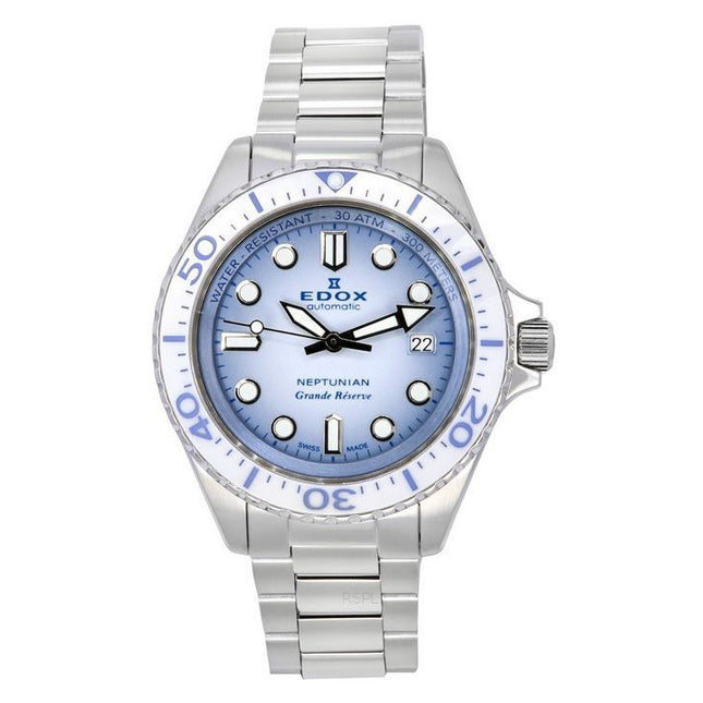 Edox Neptunian Grande Reserve Date Blue Dial Automatic Diver's 80801 3BBUM BUCDN 300M Men's Watch