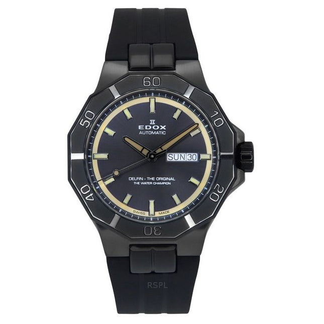 Edox Delfin The Original Rubber Strap Grey Dial Automatic Diver's 88008 37GNCA GBEI 200M Men's Watch