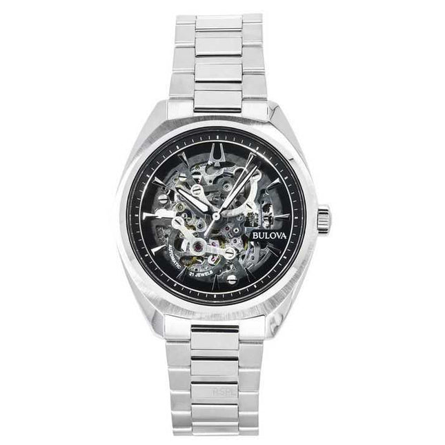 Bulova Classic Surveyor Stainless Steel Silver Skeleton Dial Automatic 96A293 Mens Watch
