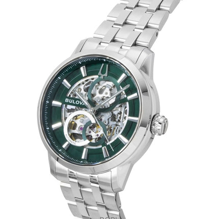 Bulova Sutton Stainless Steel Green Skeleton Automatic 96A329 Men's Watch