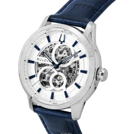 Bulova Sutton Leather Strap Silver Skeleton Automatic 96A330 Men's Watch
