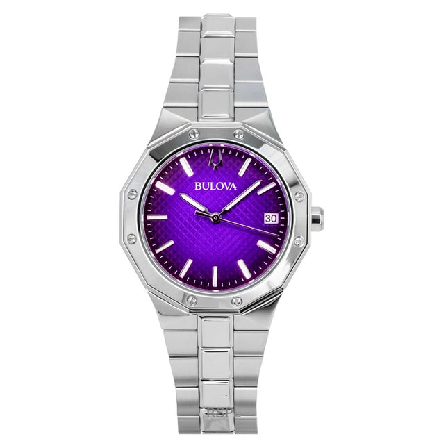 Bulova Prestige Stainless Steel Purple Dial Quartz 96M168 100M Women's Watch
