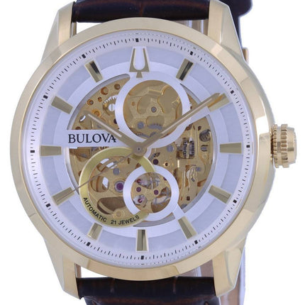 Refurbished Bulova Classic Sutton Skeleton White Dial Leather Strap Automatic 97A138 Men's Watch