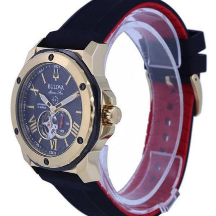 Refurbished Bulova Marine Star Open Heart Black Dial Automatic Diver's 98A272 200M Men's Watch