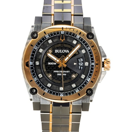 Bulova Precisionist Diamond Stainless Steel Black Dial Quartz Diver's 98D149 300M Men's Watch