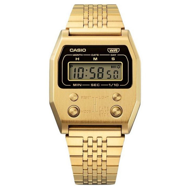 Casio Vintage Digital Gold Ion Plated Stainless Steel Quartz A1100G-5 Unisex Watch