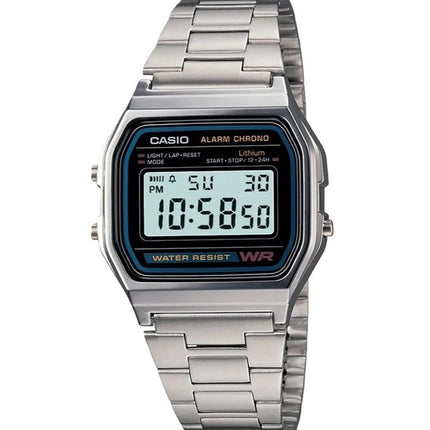Casio Digital Stainless Steel Daily Alarm A158WA-1DF A158WA-1 Mens Watch
