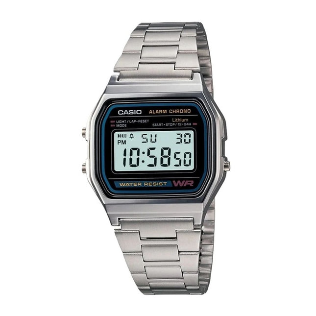 Casio Digital Stainless Steel Daily Alarm A158WA-1DF A158WA-1 Mens Watch