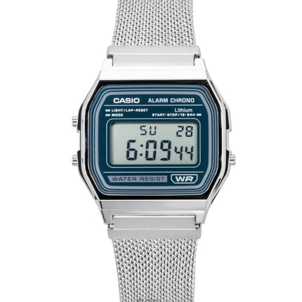 Casio Vintage Digital Stainless Steel Mesh Bracelet Quartz A158WEM-3 Unisex Watch