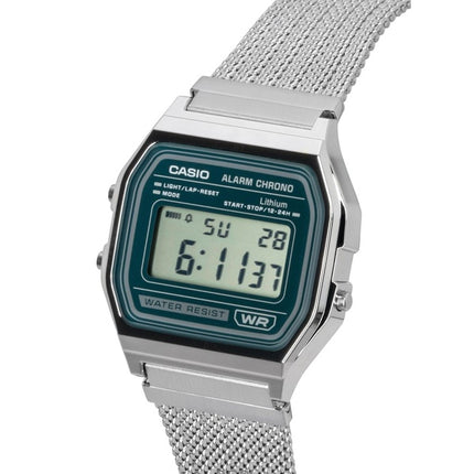 Casio Vintage Digital Stainless Steel Mesh Bracelet Quartz A158WEM-3 Unisex Watch