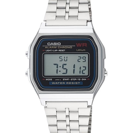 Casio Digital Alarm Chrono Stainless Steel A159WA-N1DF A159WA-N1 Mens Watch