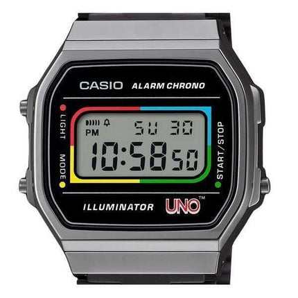 Casio Vintage Digital UNO Collaboration Model Stainless Steel Bracelet Quartz A168WEUC-1A Unisex Watch