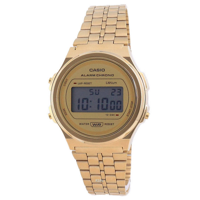 Casio Youth Vintage Gold Tone Stainless Steel Digital A171WEG-9A Unisex Watch