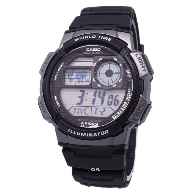Casio Youth Series Digital World Time AE-1000W-1BVDF AE-1000W-1BV Mens Watch