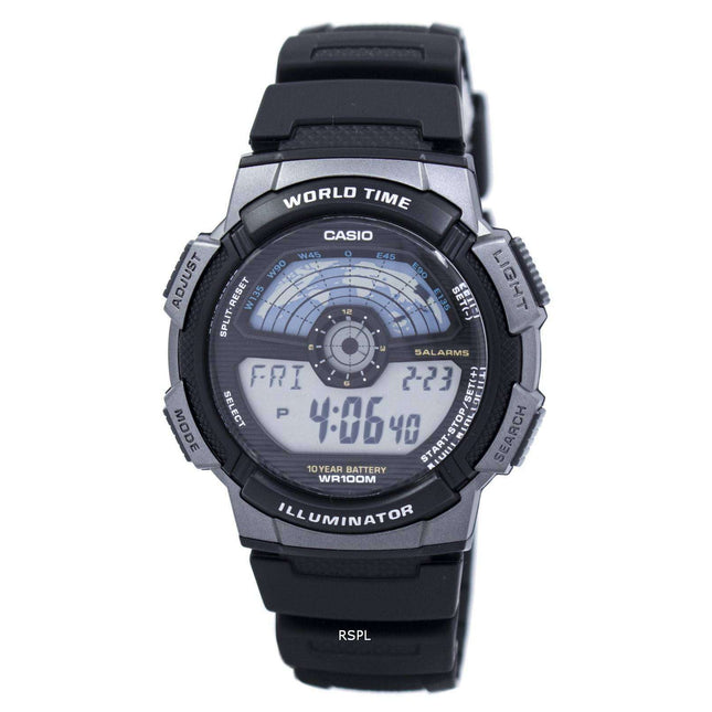 Casio Youth Digital Illuminator World Time AE-1100W-1AV Mens Watch