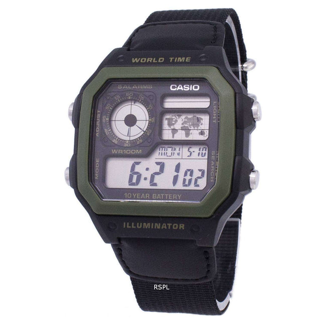 Casio Youth Series Digital World Time AE-1200WHB-1BVDF AE-1200WHB-1BV Mens Watch