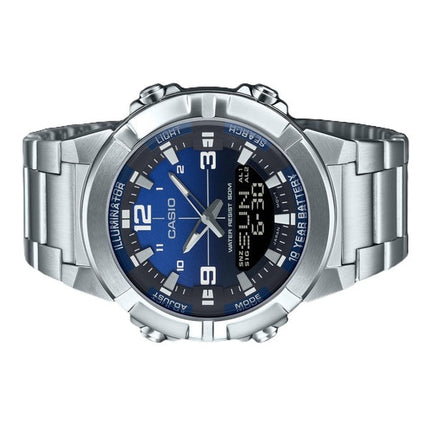 Casio Analog Digital Combination Stainless Steel Blue Dial Quartz AMW-870DA-2A1V Men's Watch