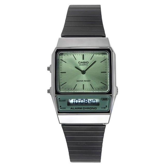 Casio Vintage Analog Digital Stainless Steel Green Dial Quartz AQ-800ECGG-3A Men's Watch