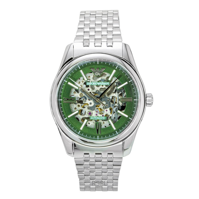 Emporio Armani Stainless Steel Green Skeleton Dial Automatic AR60091 Men's Watch