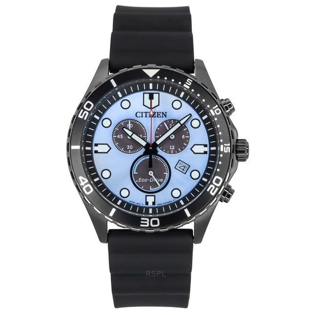 Citizen Eco-Drive Chronograph Polyurethane Strap Blue Dial AT2567-18L 100M Men's Watch