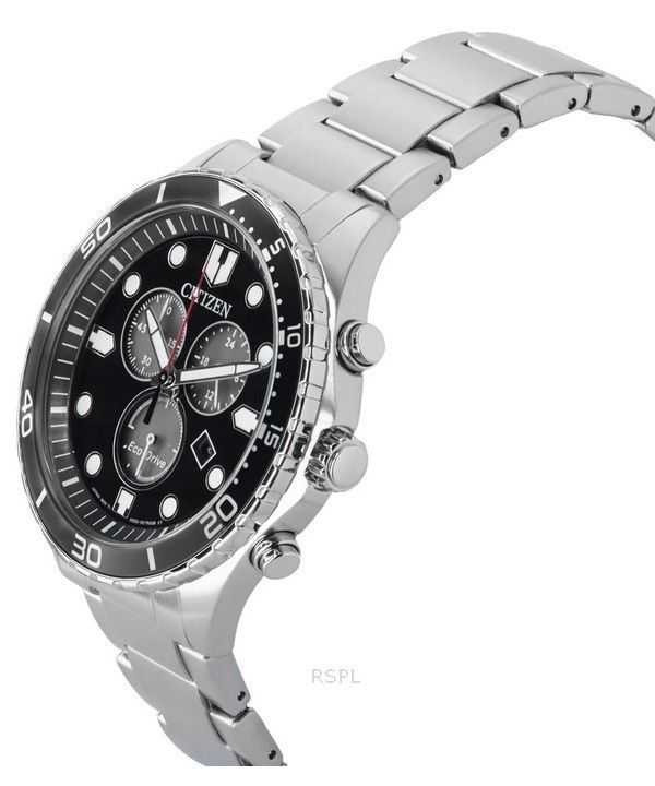 Citizen Sporty-Aqua Chronograph Stainless Steel Black Dial Eco-Drive A