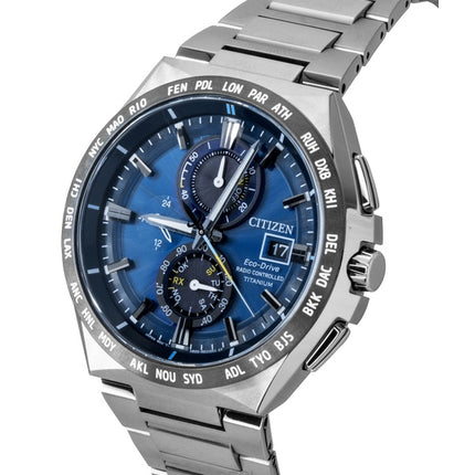 Citizen Chronograph Super Titanium Blue Dial Eco-Drive AT8234-85L 100M Men's Watch