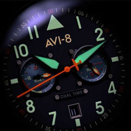 AVI-8 Hawker Hurricane Carey Dual Time Gutersloh Stainless Steel Blue Dial Quartz AV-4088-22 Men's Watch