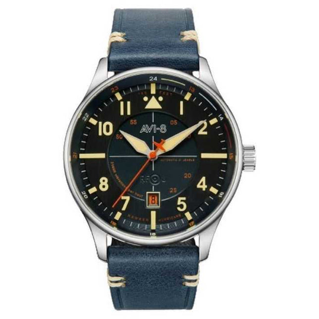 AVI-8 Hawker Hurricane Kent Automatic Sussex Leather Strap Blue Dial Automatic AV-4094-02 Men's Watch