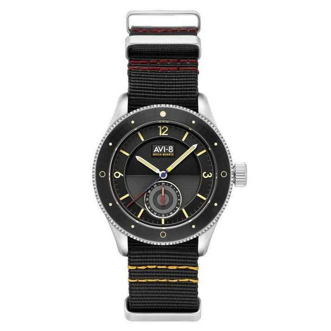 AVI-8 Flyboy Airmaster Sector Meca-Quartz Raven Black Nylon Strap Black Dial AV-4112-01 Men's Watch
