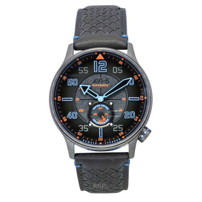 AVI-8 Hawker Typhoon Baldwin Iron Blue Leather Strap Grey Dial Automatic AV-4119-03 Men's Watch