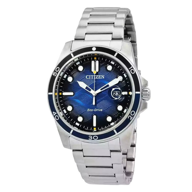 Citizen Marine Stainless Steel Blue Dial Eco-Drive AW1810-85L 100M Mens Watch