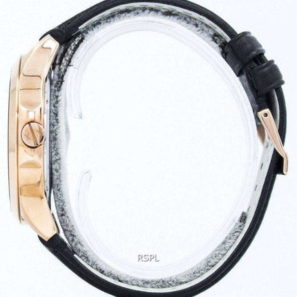 Armani Exchange Rose Gold Black Dial Leather Strap AX2129 Mens Watch