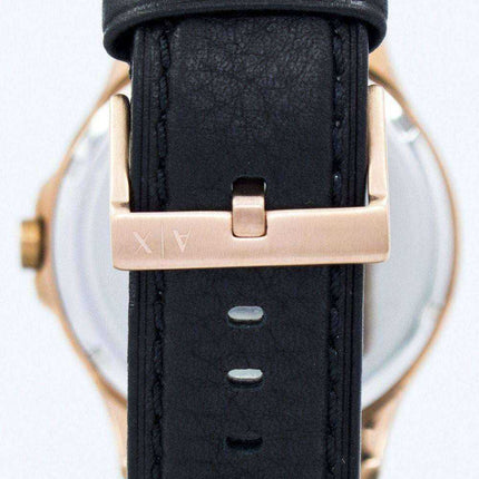 Armani Exchange Rose Gold Black Dial Leather Strap AX2129 Mens Watch