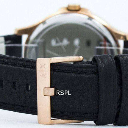 Armani Exchange Rose Gold Black Dial Leather Strap AX2129 Mens Watch