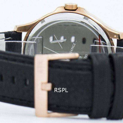 Armani Exchange Rose Gold Black Dial Leather Strap AX2129 Mens Watch