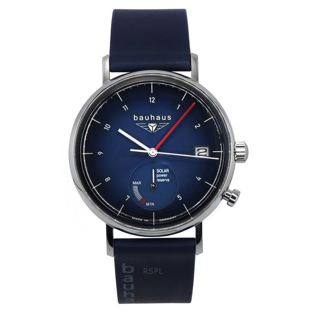 Bauhaus Classic Blue Leather Strap Dark Blue Dial Solar 21123 Men's Watch