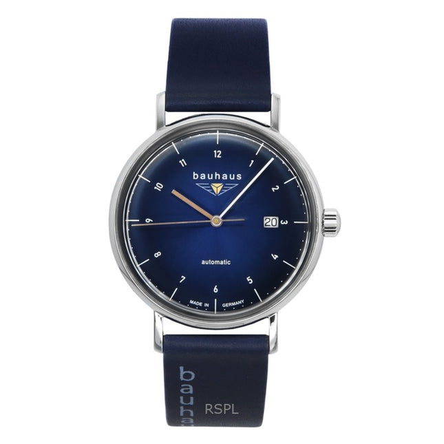 Bauhaus Leather Strap Dark Blue Dial Automatic 21523 Men's Watch